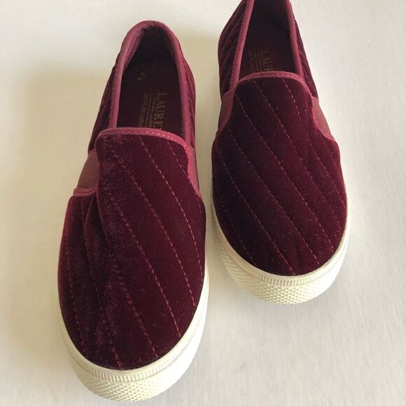 LAUREN by Ralph Lauren Jinny Maroon Sneakers 7.5 - Picture 2 of 7